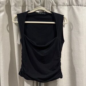 Black Sleeveless Ruched Top
